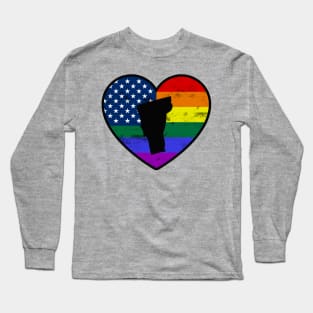 Vermont United States Gay Pride Flag Heart Long Sleeve T-Shirt